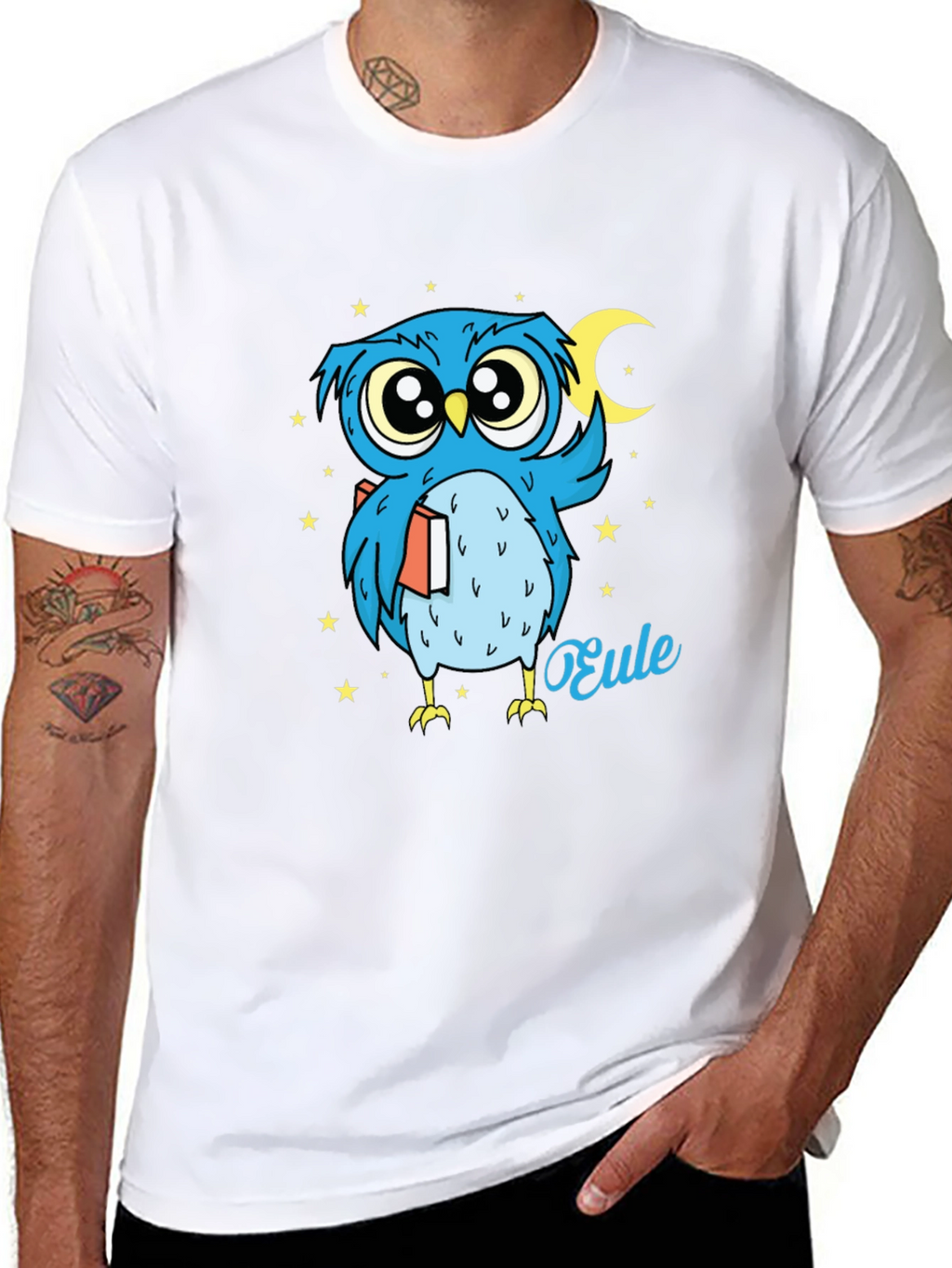 Whimsical Owl Graphic Tee - Nighttime Reader
