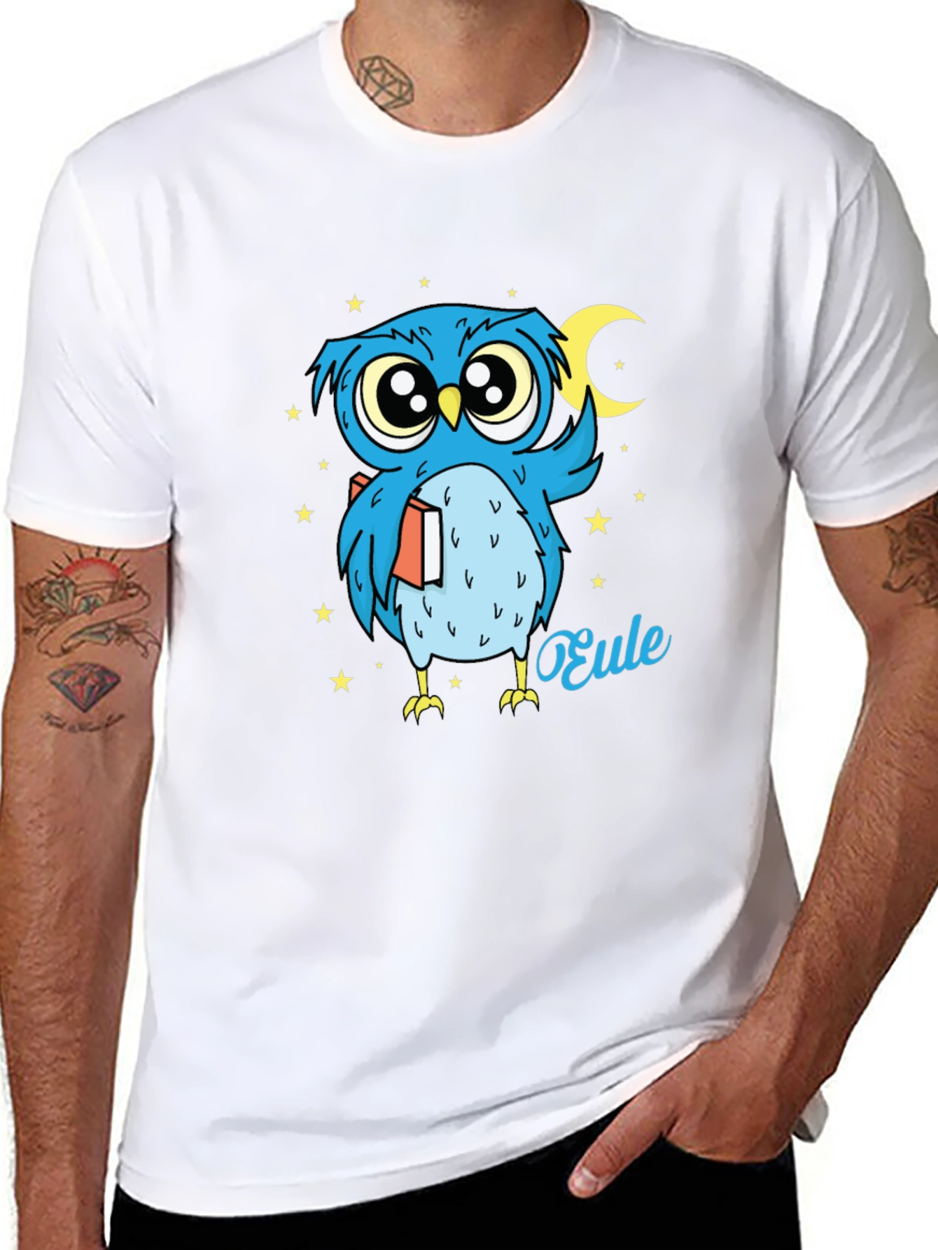 Whimsical Owl Graphic Tee - Nighttime Reader