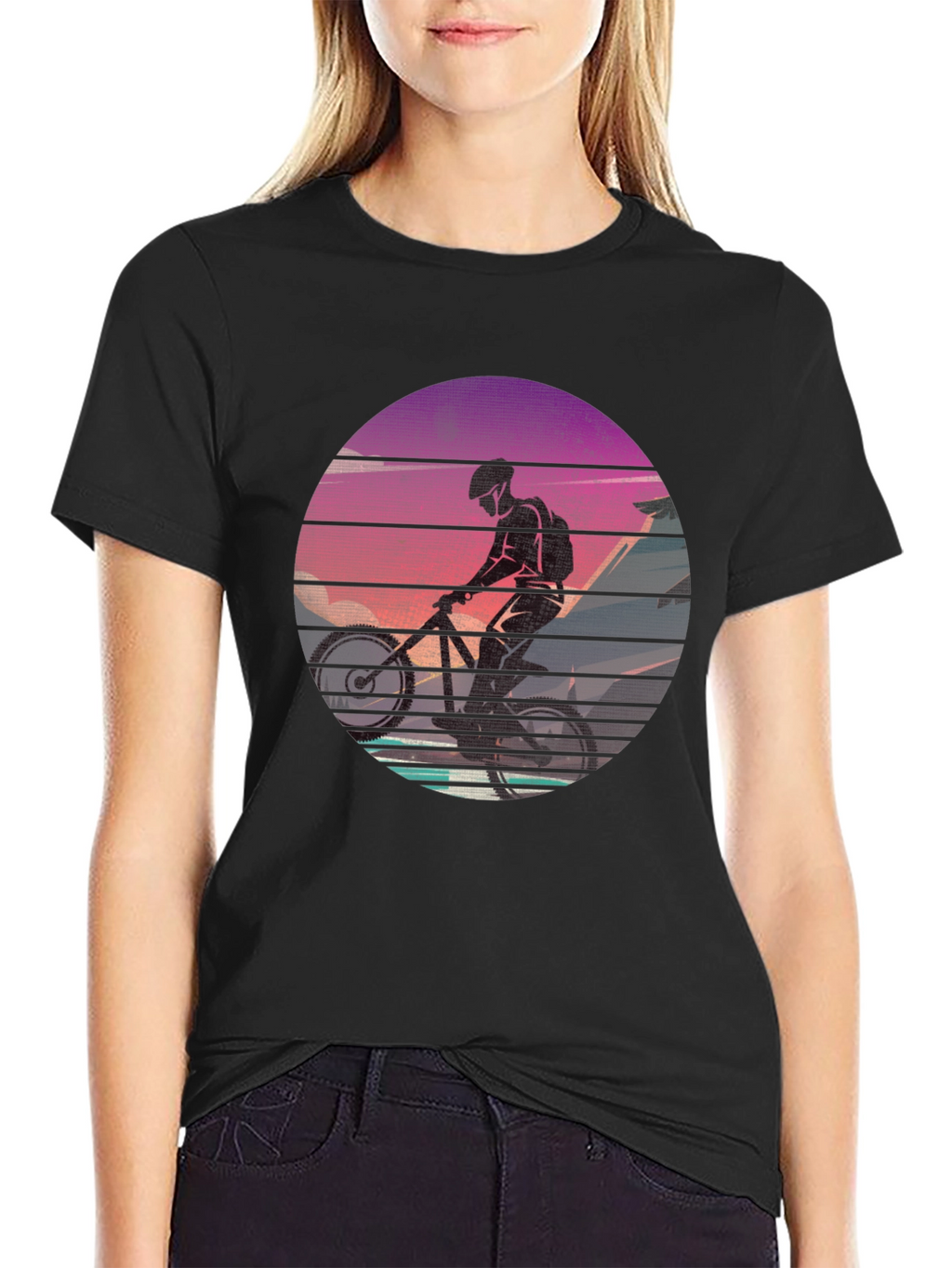 Mountain Biker Sunset Graphic Tee - Ride in Style!