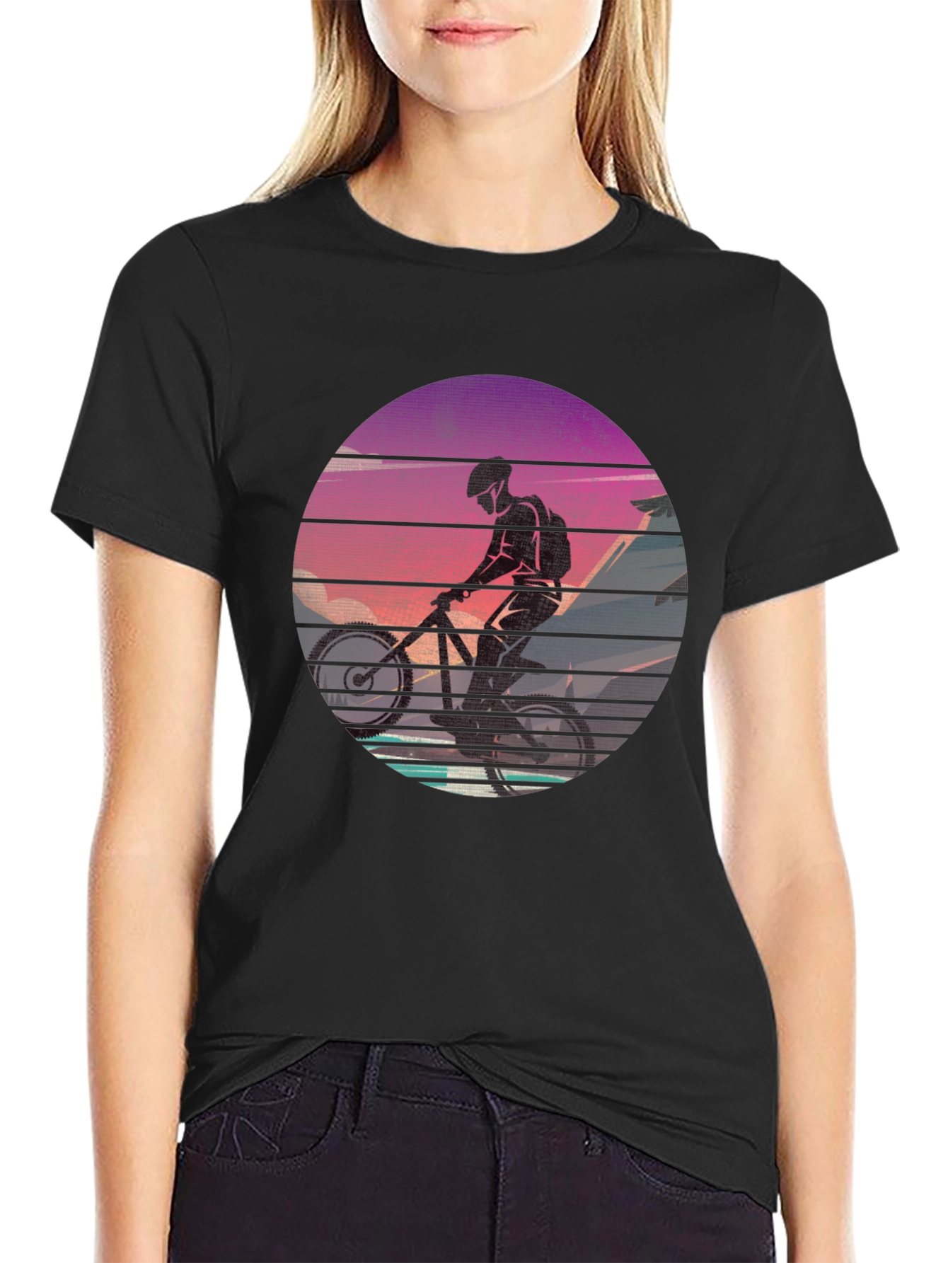 Mountain Biker Sunset Graphic Tee - Ride in Style!