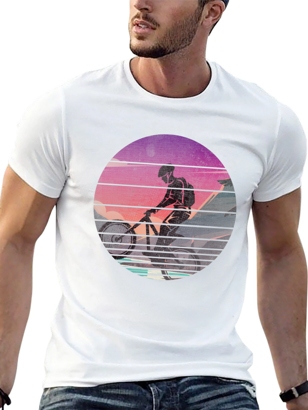 Mountain Biker Sunset Graphic Tee - Ride in Style!