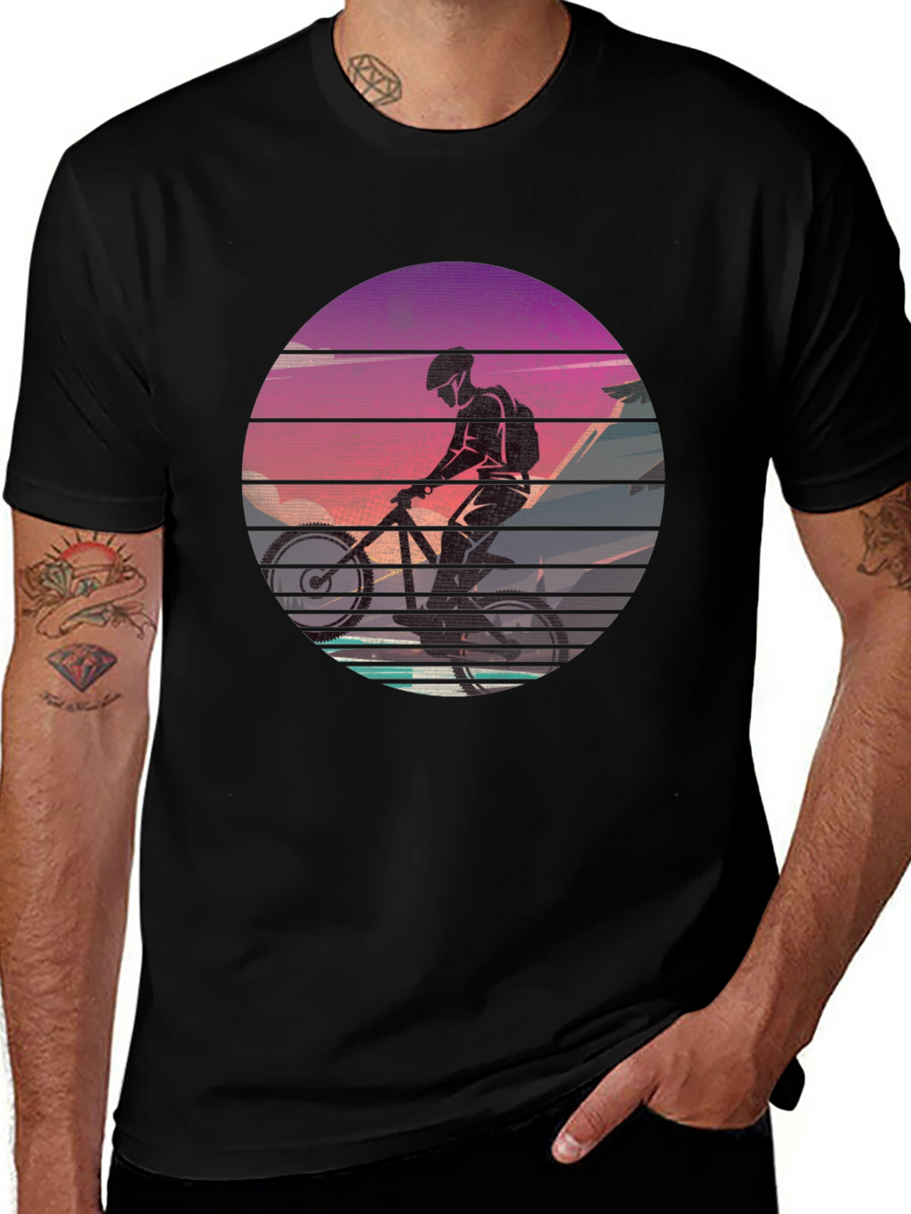Mountain Biker Sunset Graphic Tee - Ride in Style!