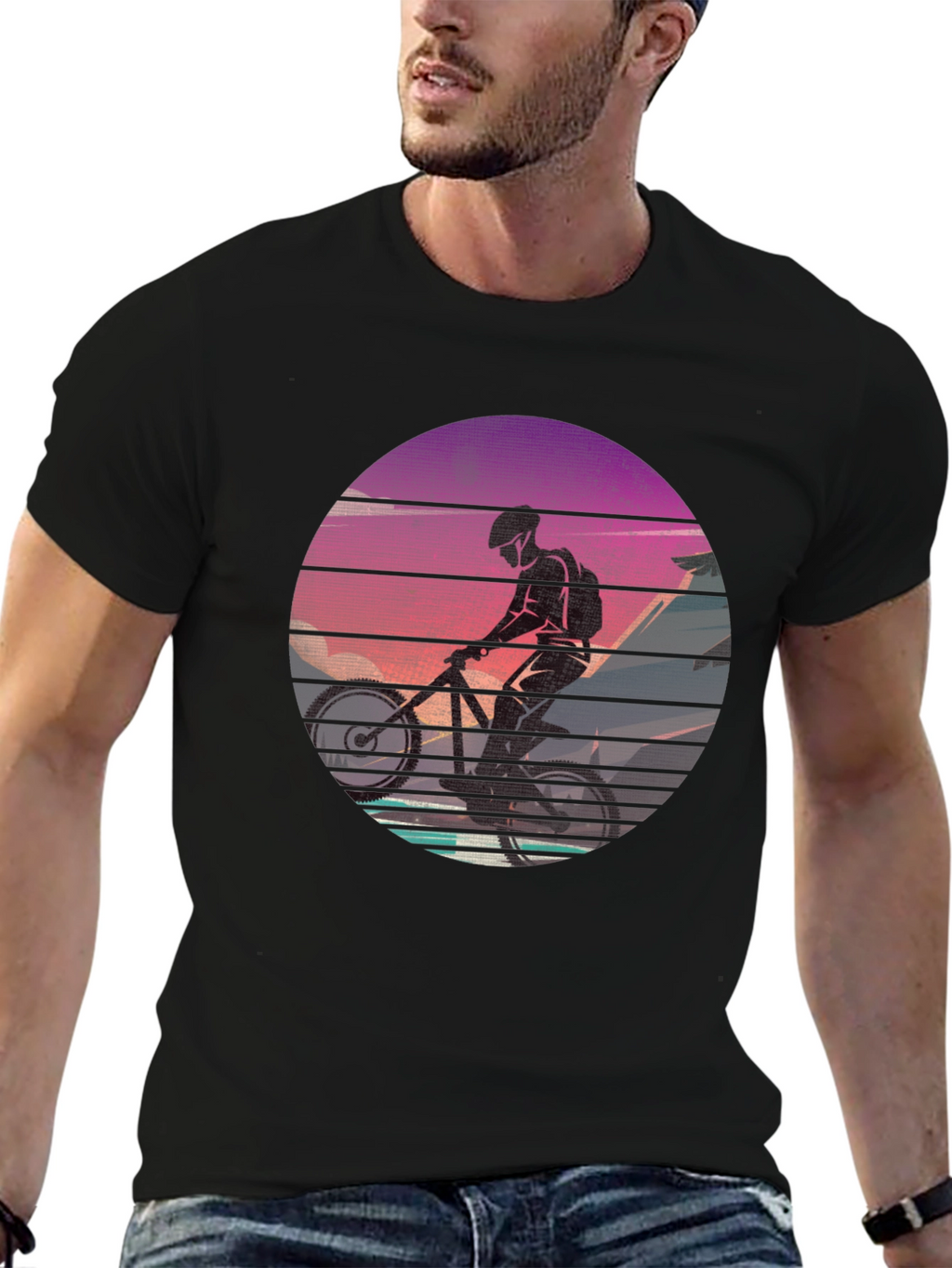 Mountain Biker Sunset Graphic Tee - Ride in Style!