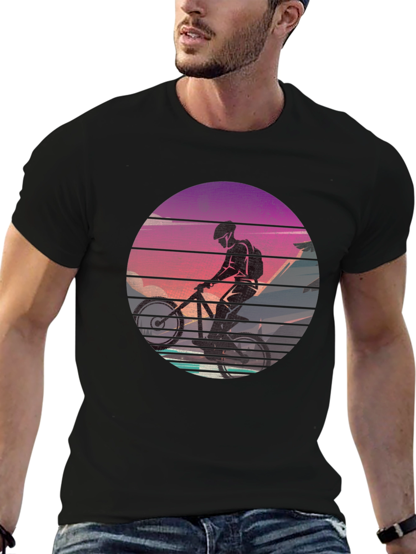 Mountain Biker Sunset Graphic Tee - Ride in Style!