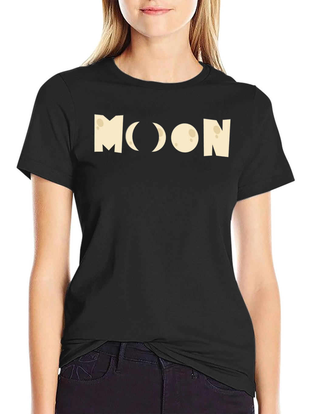 Moon Phases Graphic Tee - Black Cotton T-Shirt