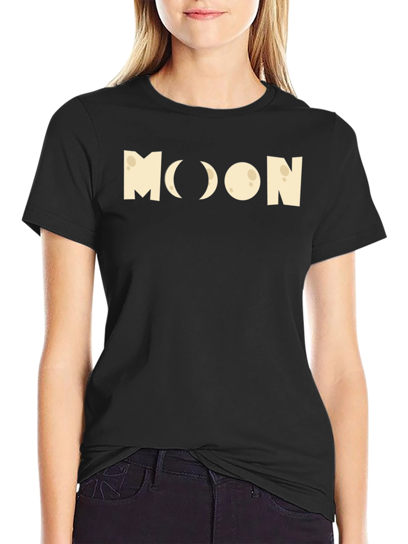 Moon Phases Graphic Tee - Black Cotton T-Shirt