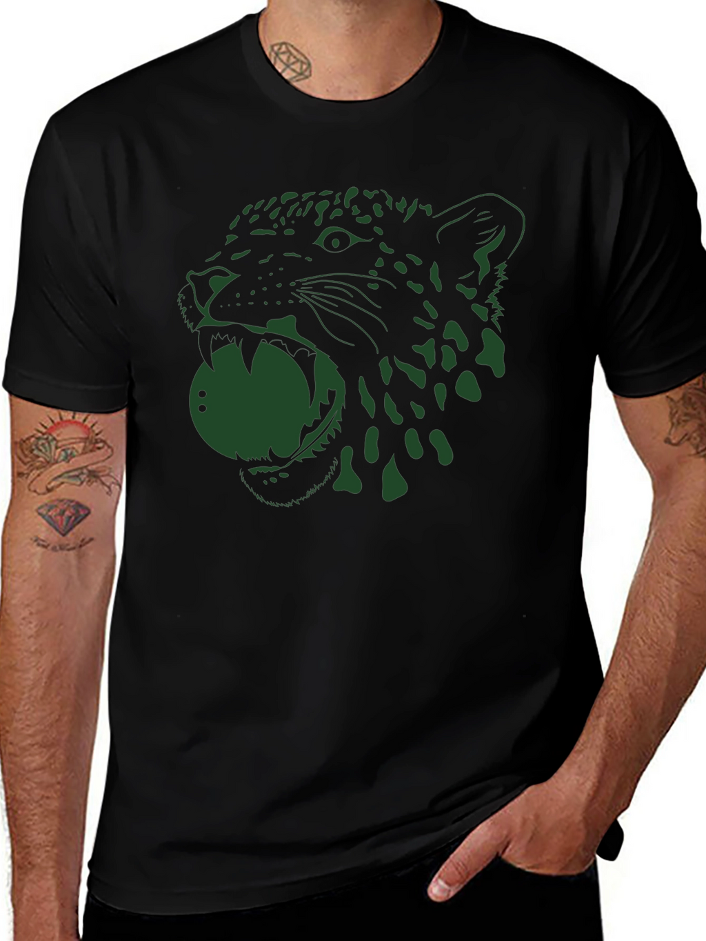Jaguar Graphic Tee - Bold Black Cotton T-Shirt