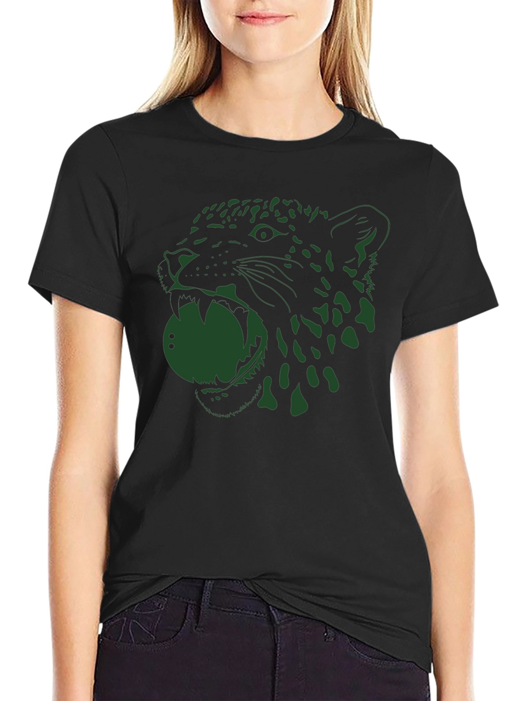Jaguar Graphic Tee - Bold Black Cotton T-Shirt