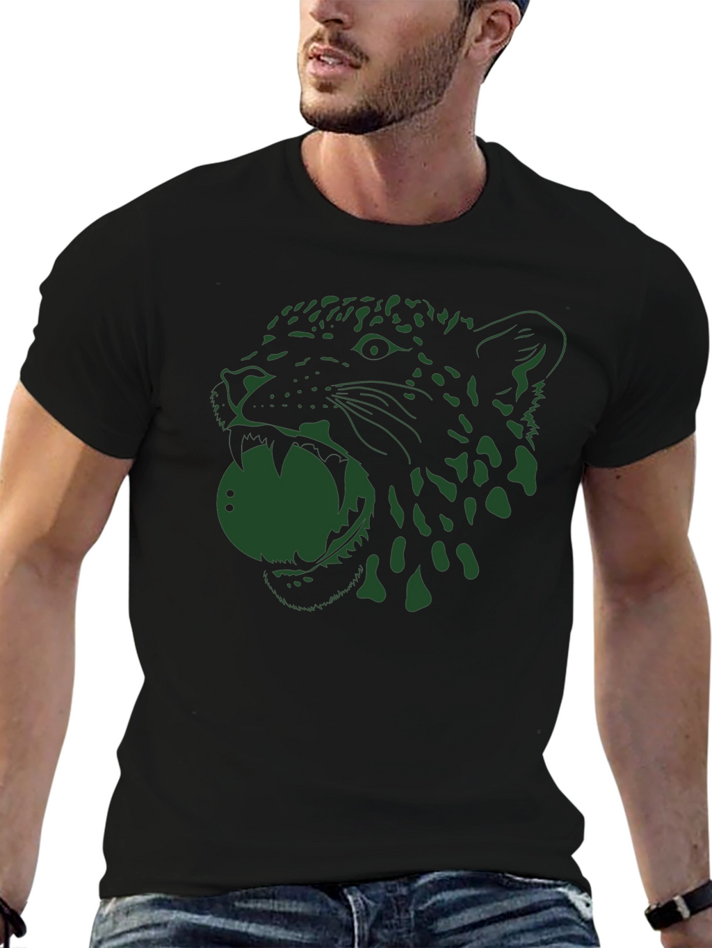 Jaguar Graphic Tee - Bold Black Cotton T-Shirt