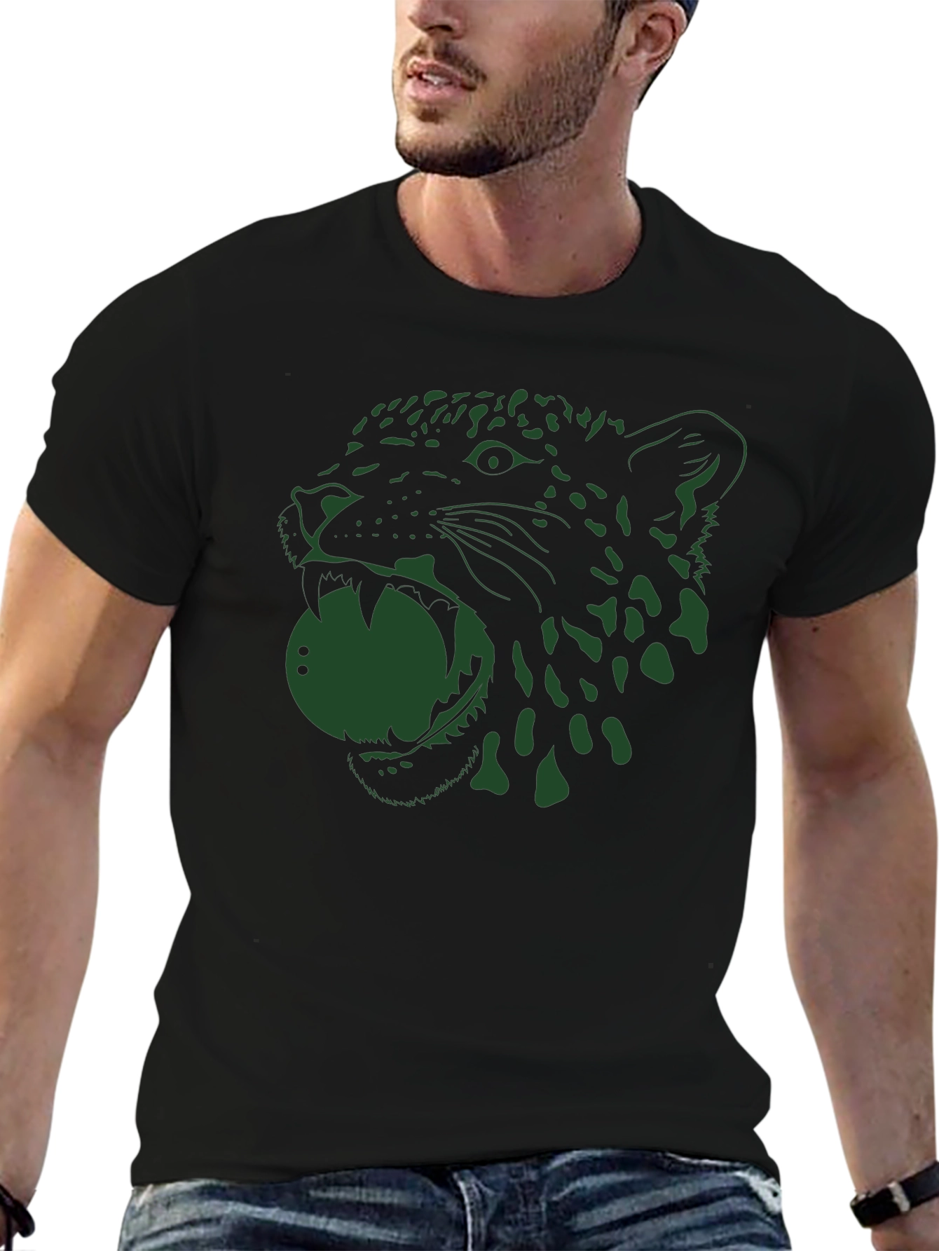 Jaguar Graphic Tee - Bold Black Cotton T-Shirt