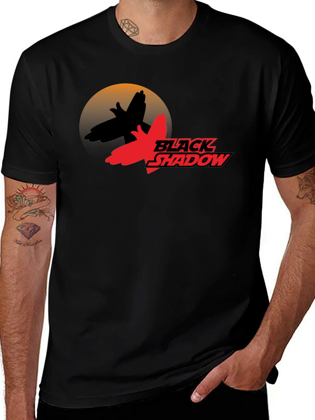 Black Shadow Graphic Tee - Retro Inspired T-Shirt