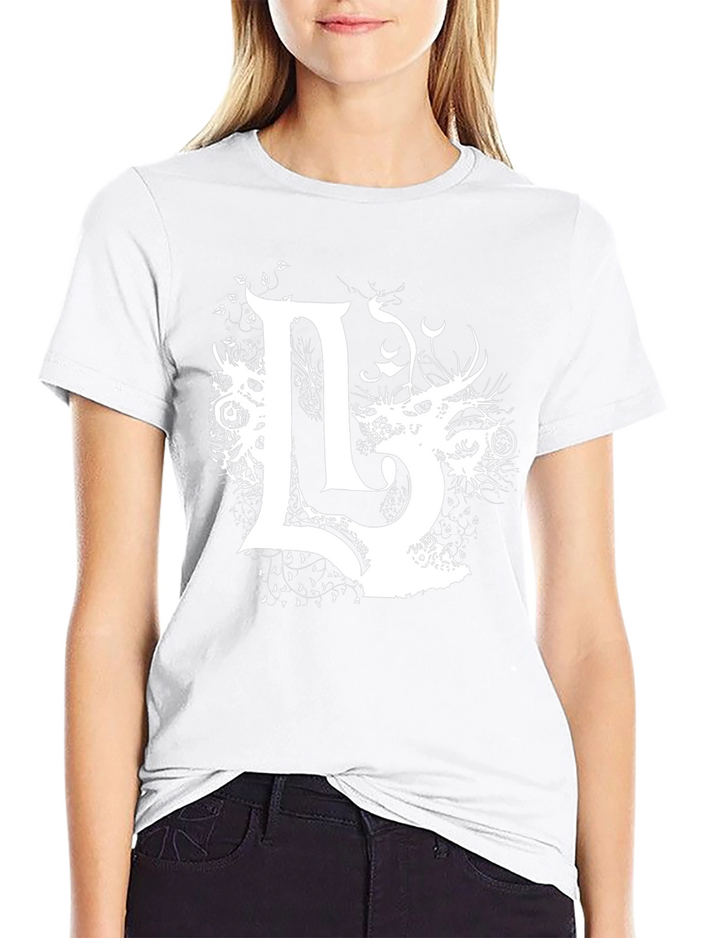 Unique Graphic Tee - Black with White L Design