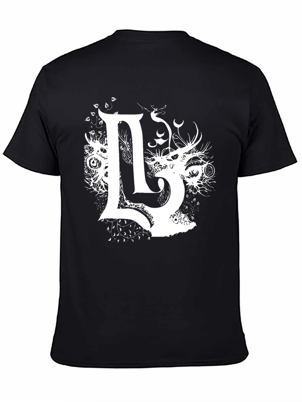 Unique Graphic Tee - Black with White L Design