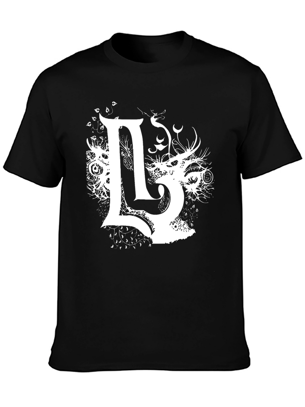 Unique Graphic Tee - Black with White L Design
