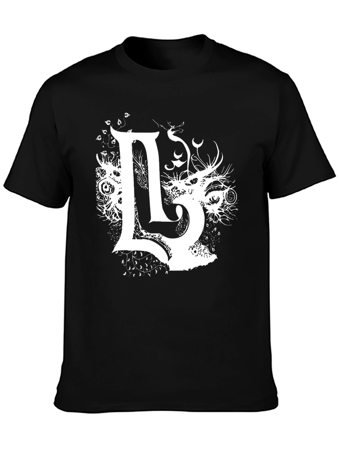 Unique Graphic Tee - Black with White L Design