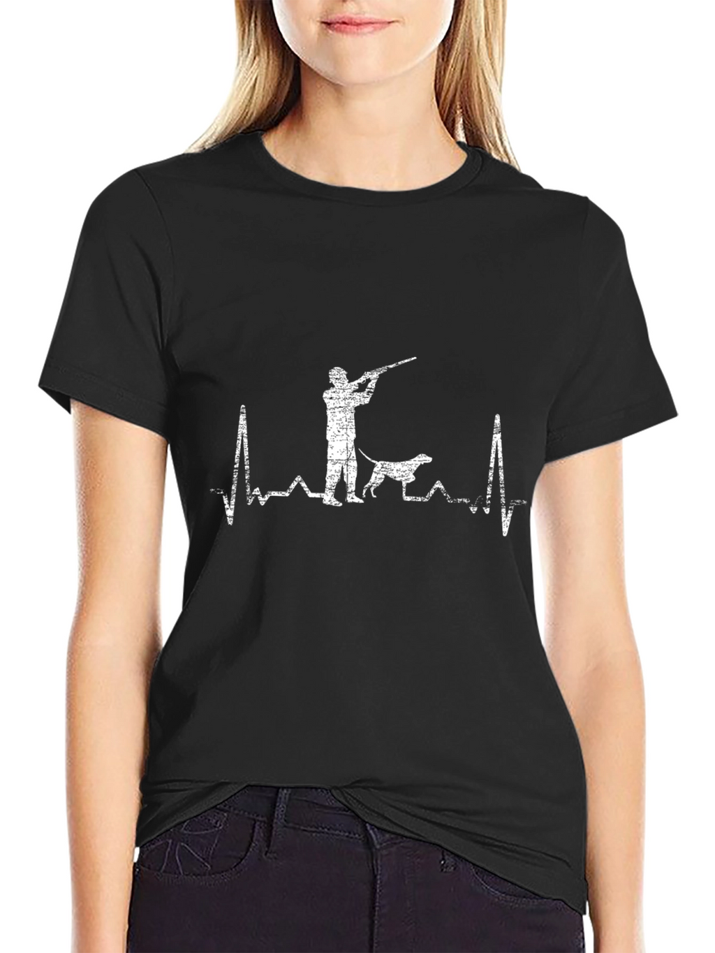 Hunting Heartbeat T-Shirt - Hunter & Dog Design
