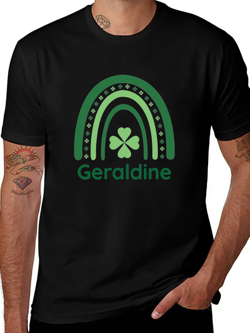 Geraldine St. Patricks Day Rainbow Clover T-Shirt