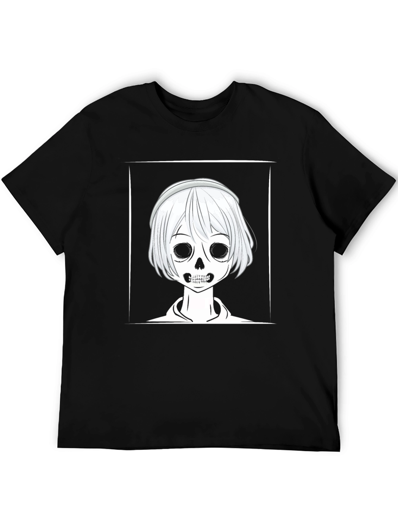 Skull Anime Graphic Black T-Shirt