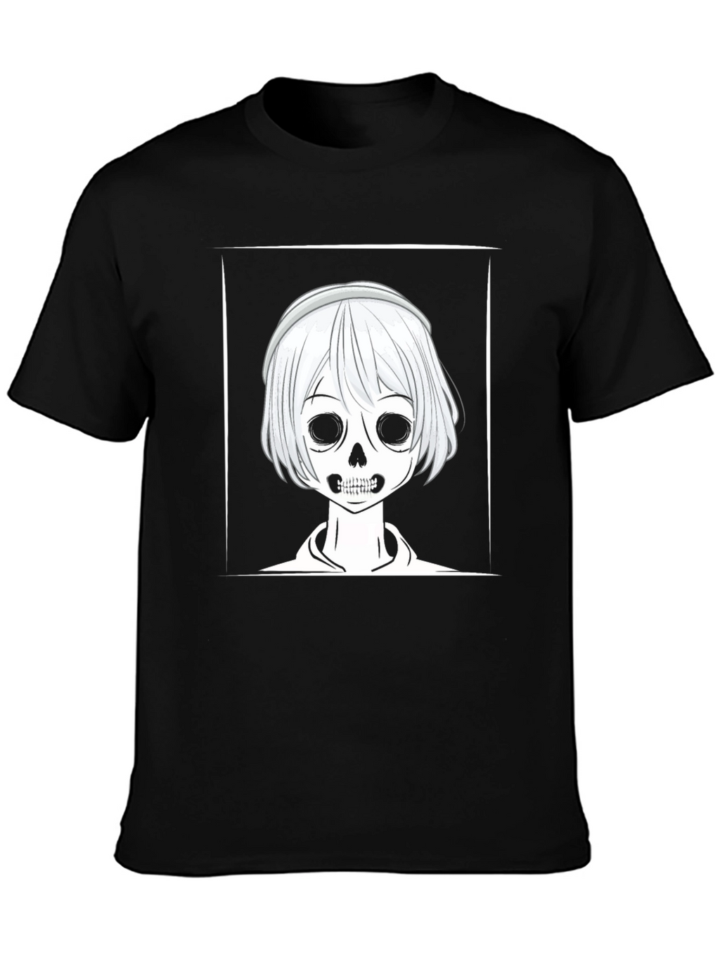 Skull Anime Graphic Black T-Shirt