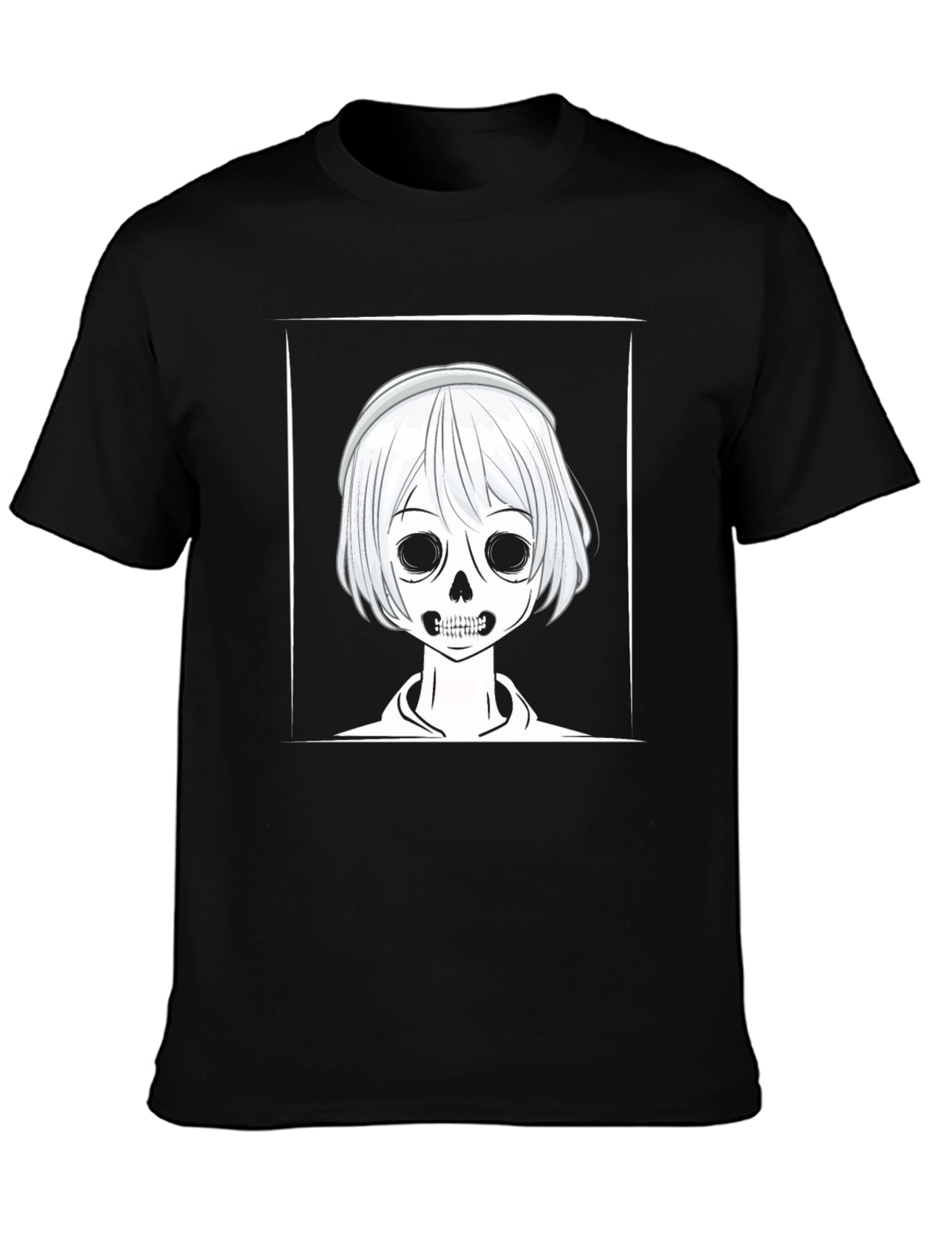 Skull Anime Graphic Black T-Shirt