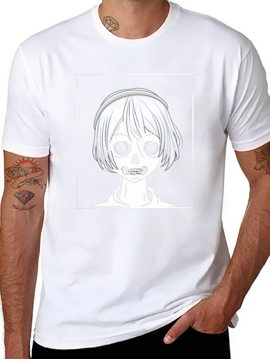 Skull Anime Graphic Black T-Shirt