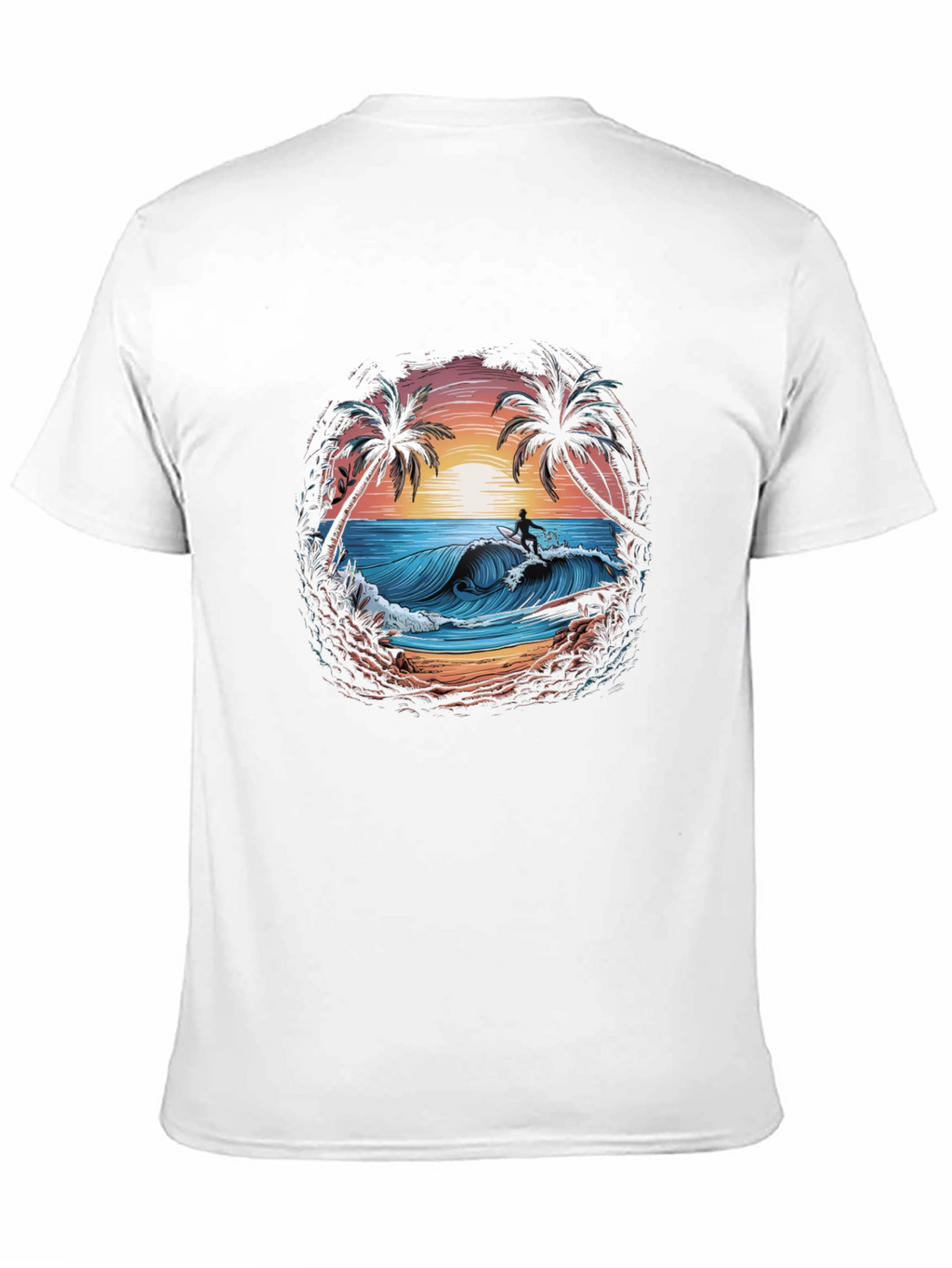 Surfing Beach Scene Graphic T-Shirt