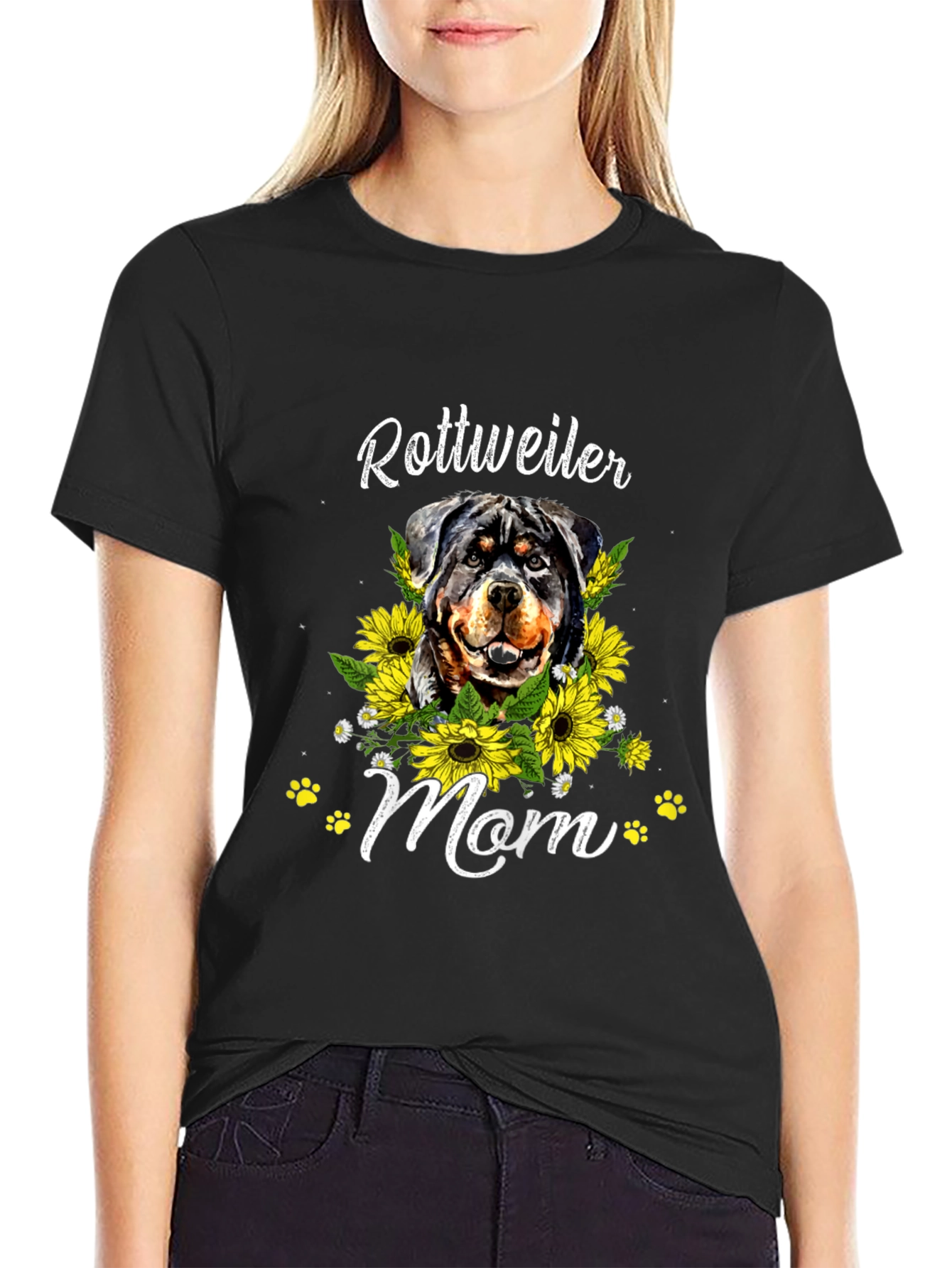 Rottweiler Mom Sunflower T-Shirt