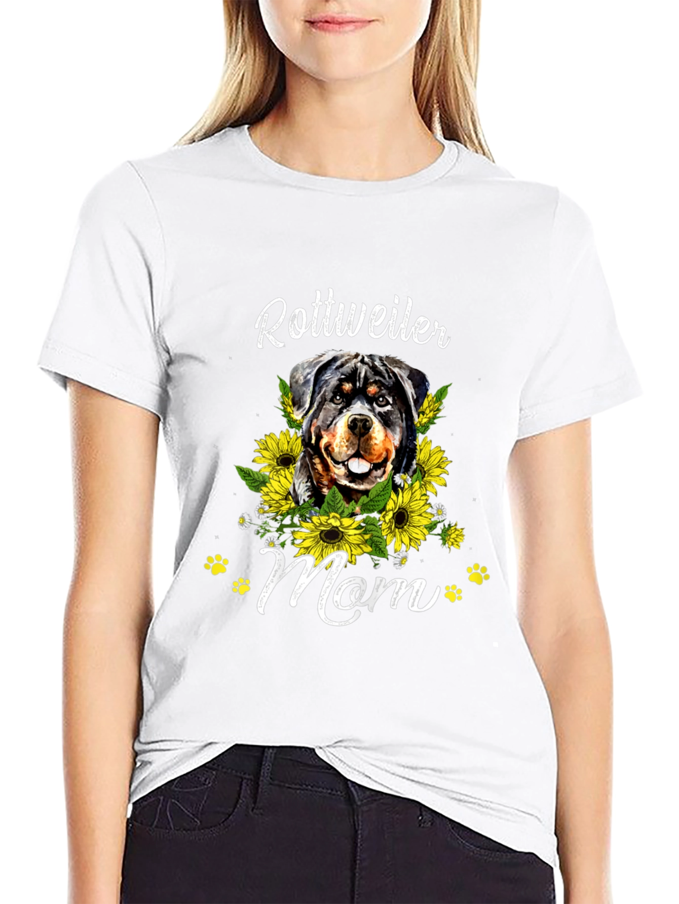 Rottweiler Mom Sunflower T-Shirt