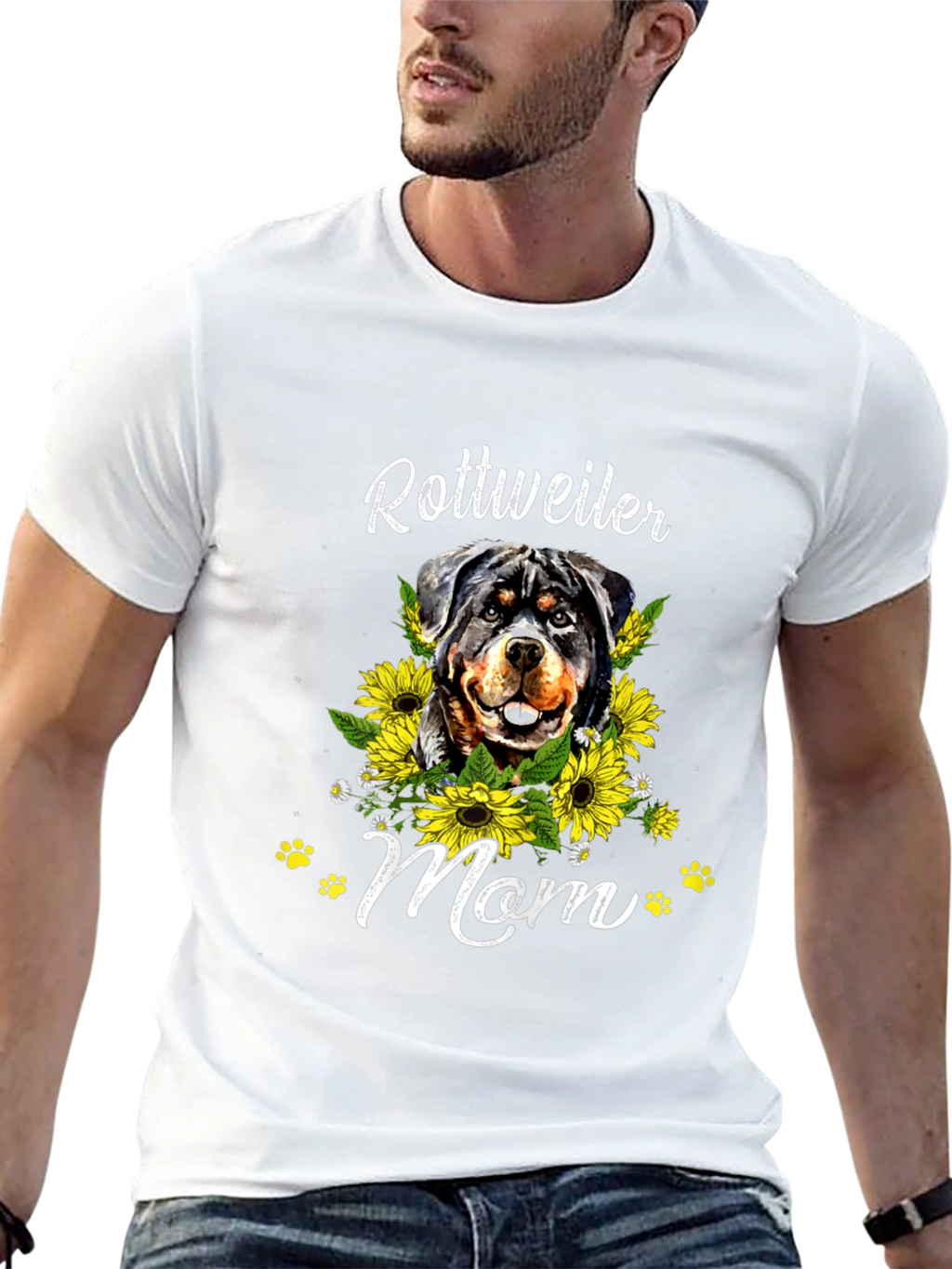Rottweiler Mom Sunflower T-Shirt