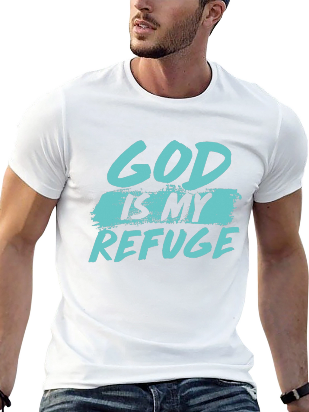 God is my refuge black T-shirt