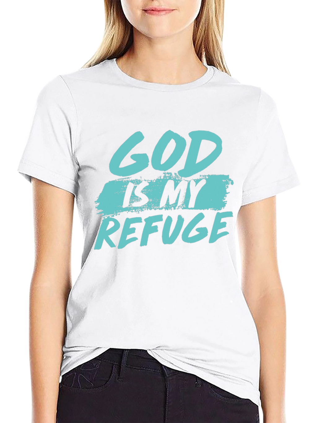 God is my refuge black T-shirt