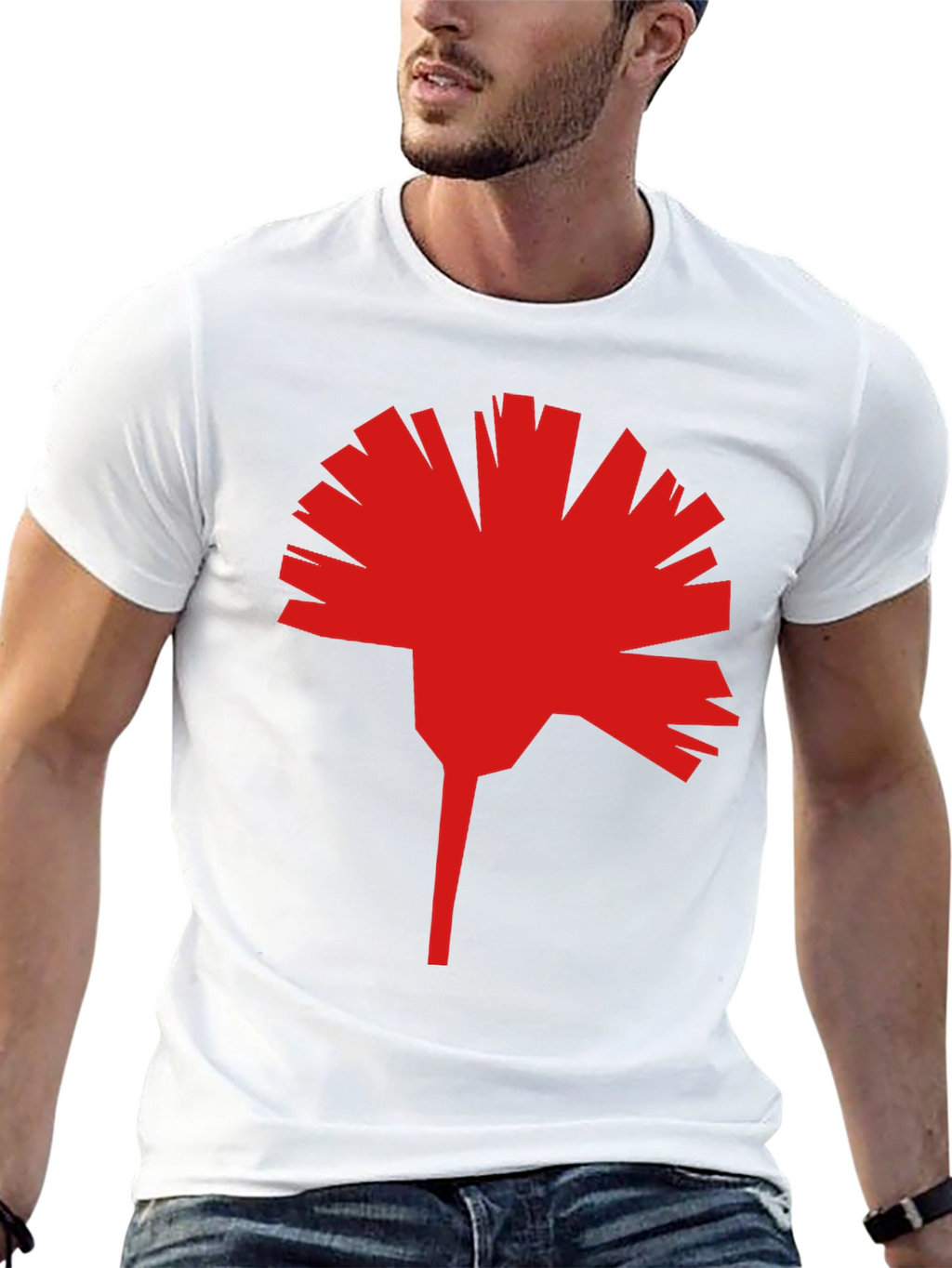 Geometric Red Flower Graphic T-Shirt - Modern Streetwear