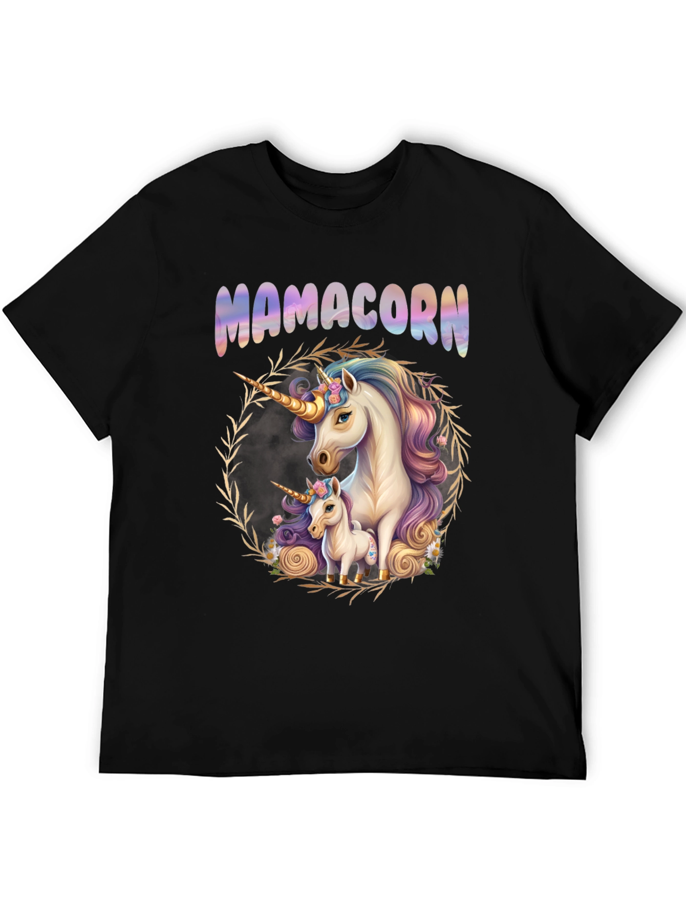 Mamcorn Unicorn Graphic Tee - Black Cotton Shirt