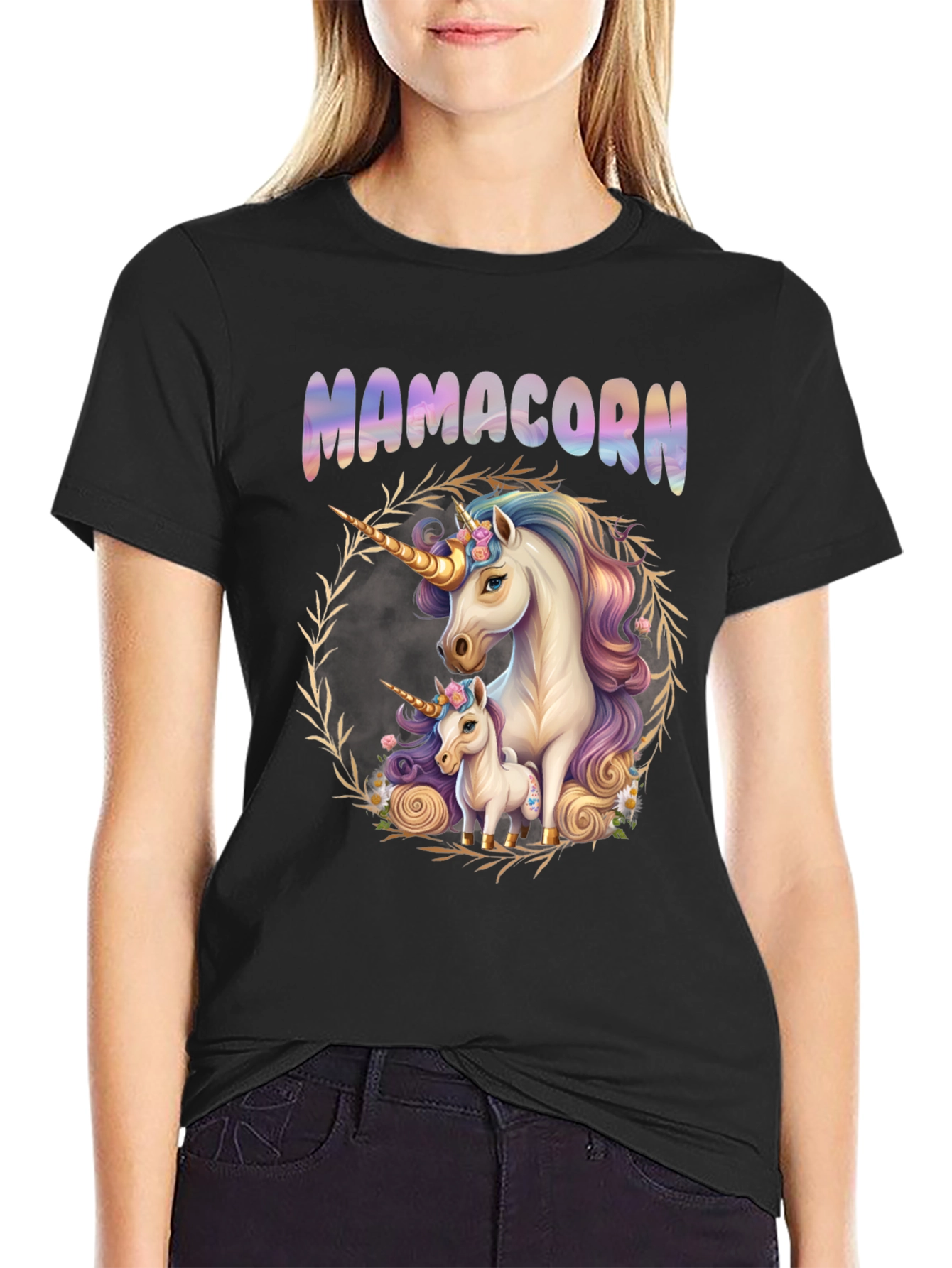 Mamcorn Unicorn Graphic Tee - Black Cotton Shirt