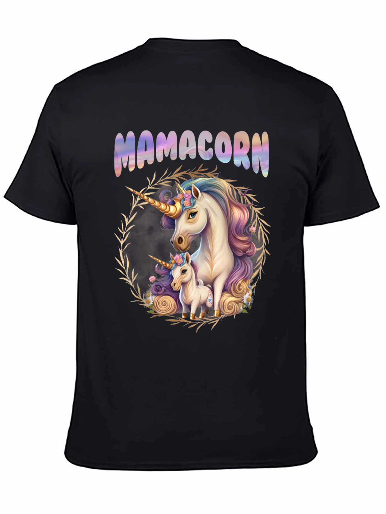 Mamcorn Unicorn Graphic Tee - Black Cotton Shirt