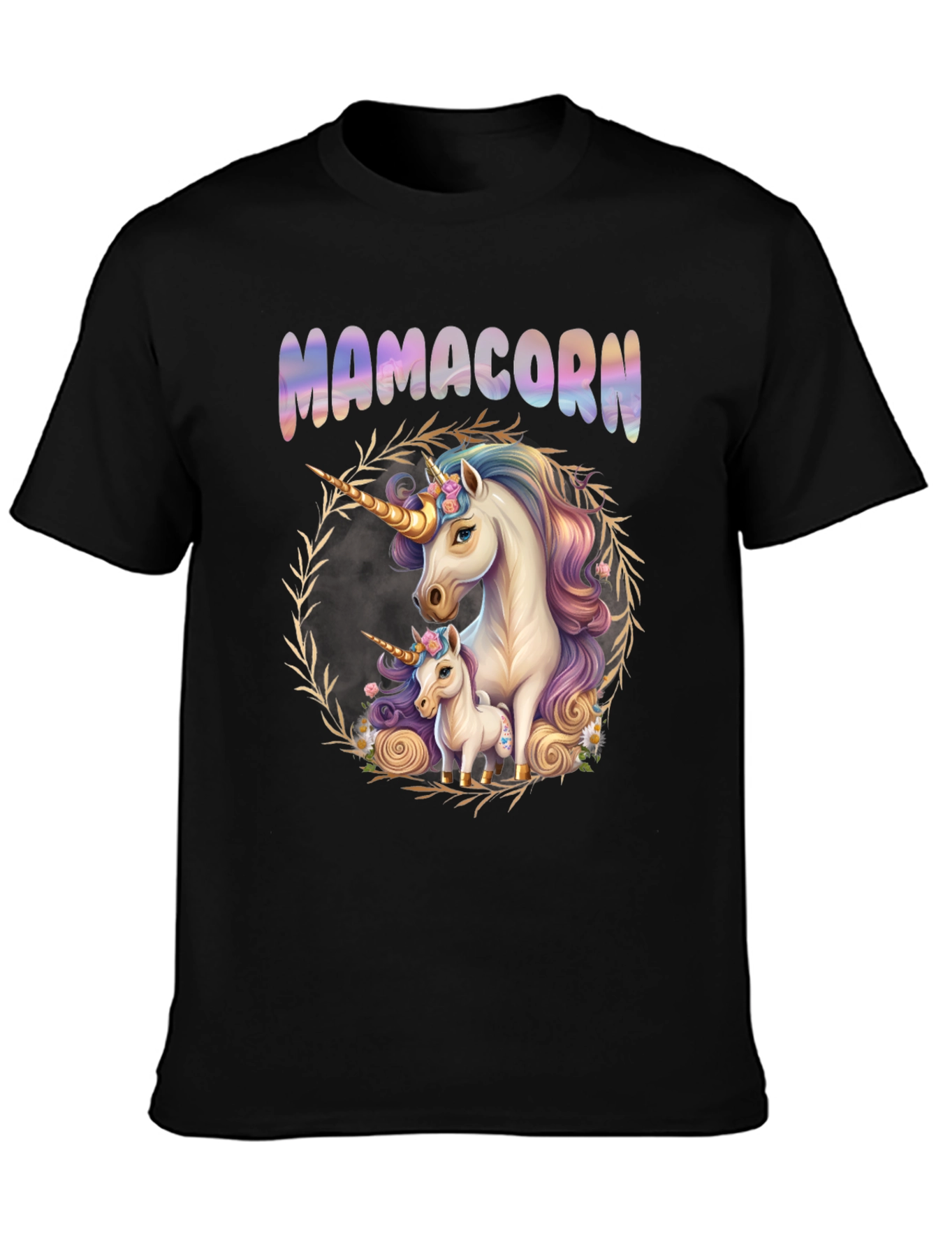 Mamcorn Unicorn Graphic Tee - Black Cotton Shirt