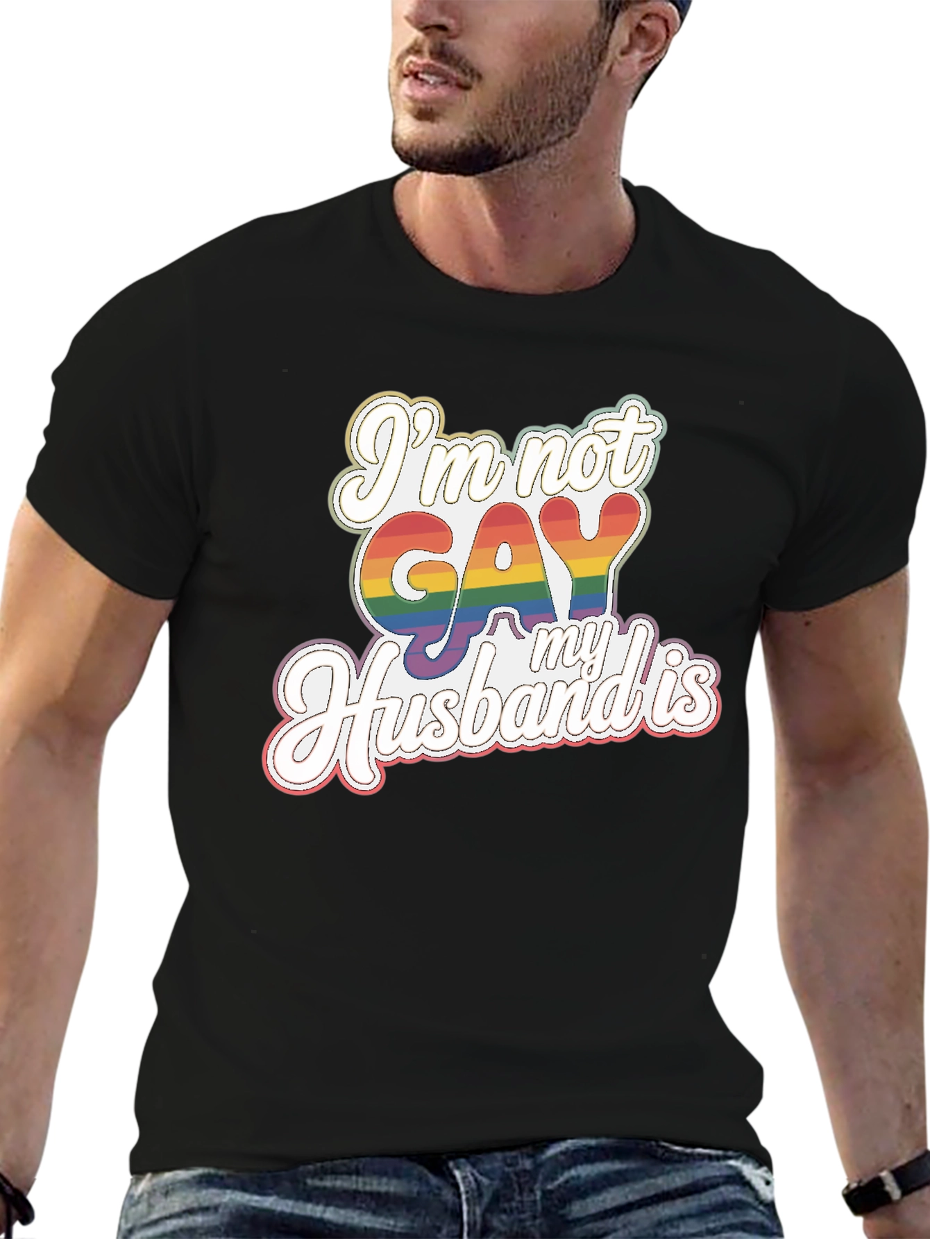 Funny Im Not Gay My Husband Is Pride T-Shirt