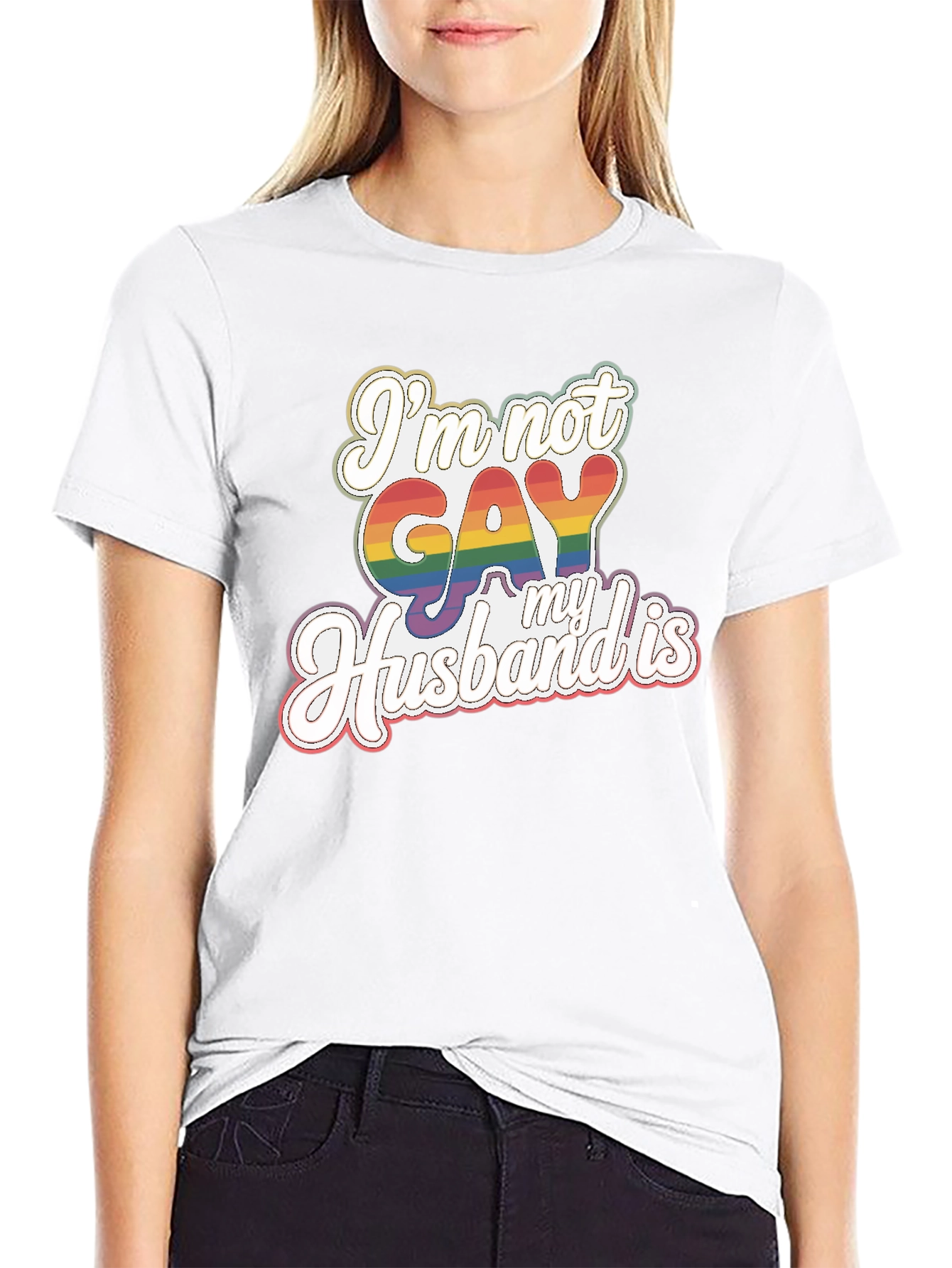 Funny Im Not Gay My Husband Is Pride T-Shirt