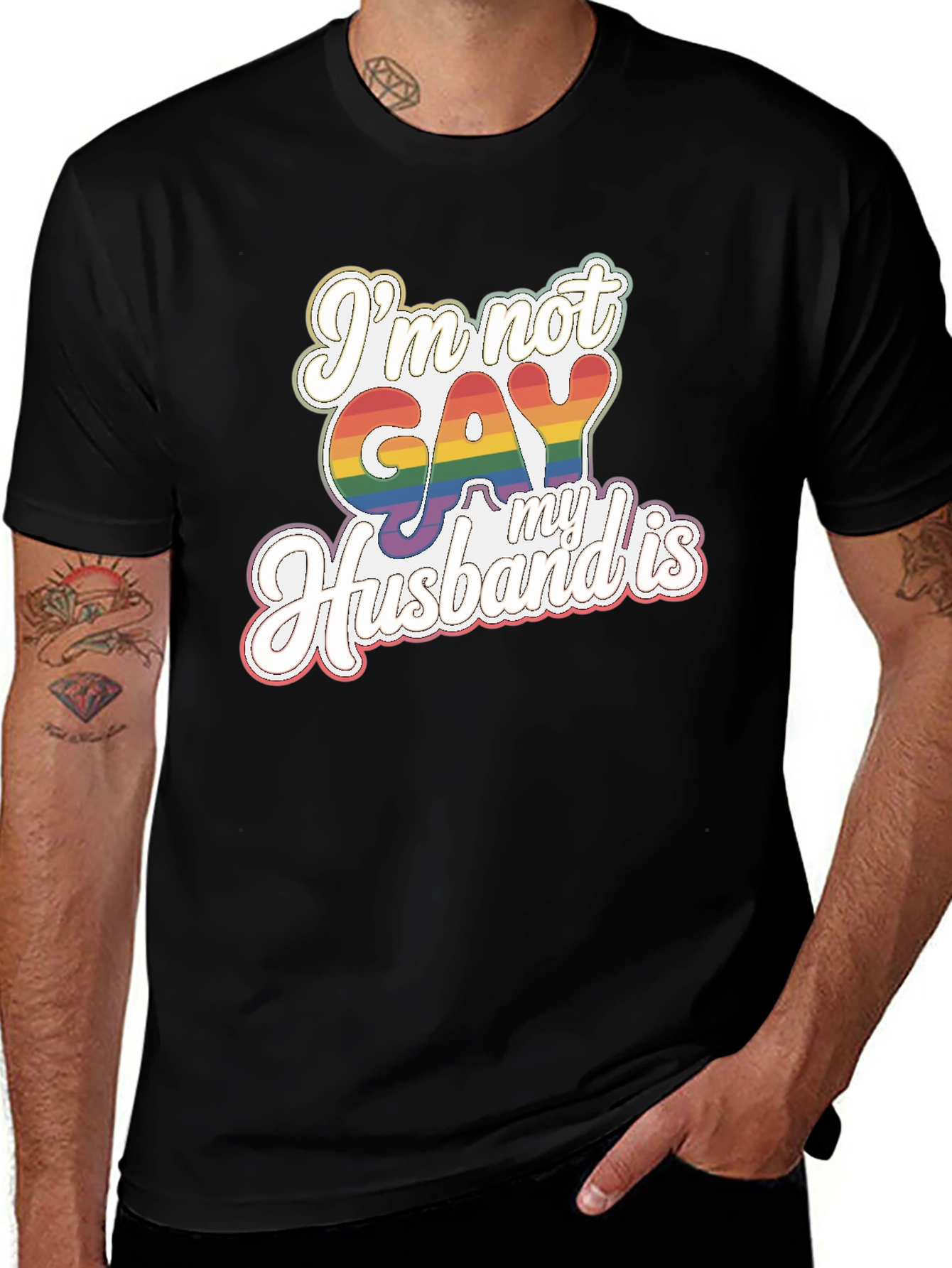 Funny Im Not Gay My Husband Is Pride T-Shirt