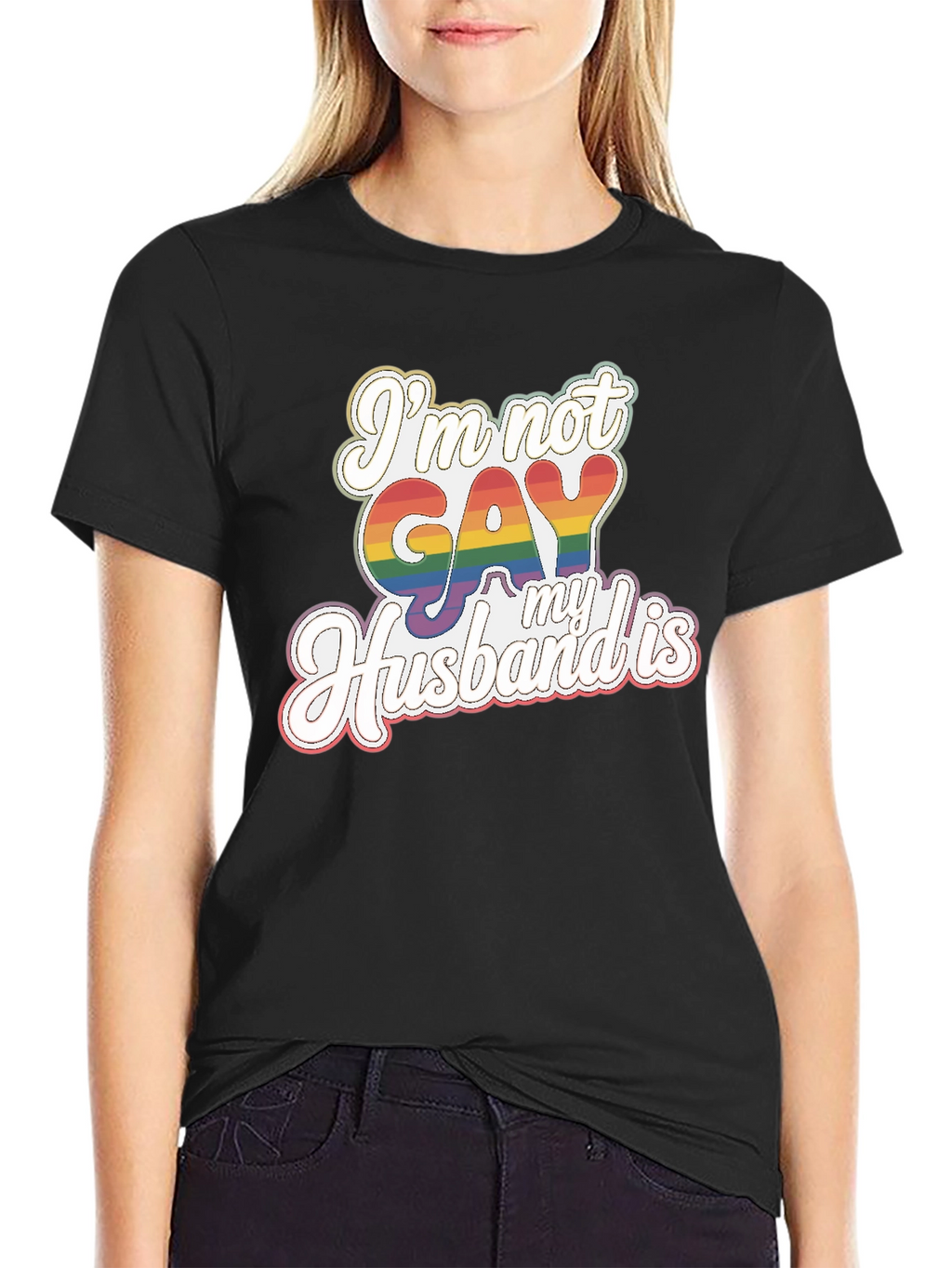 Funny Im Not Gay My Husband Is Pride T-Shirt