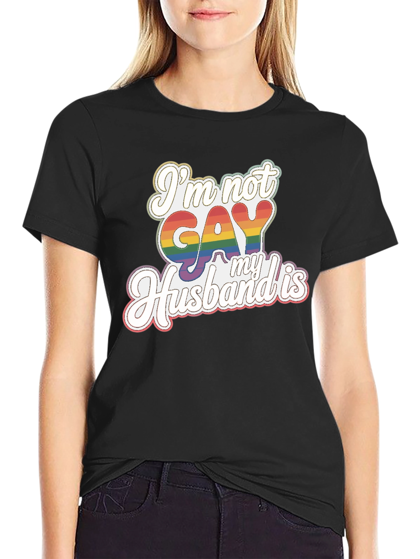 Funny Im Not Gay My Husband Is Pride T-Shirt
