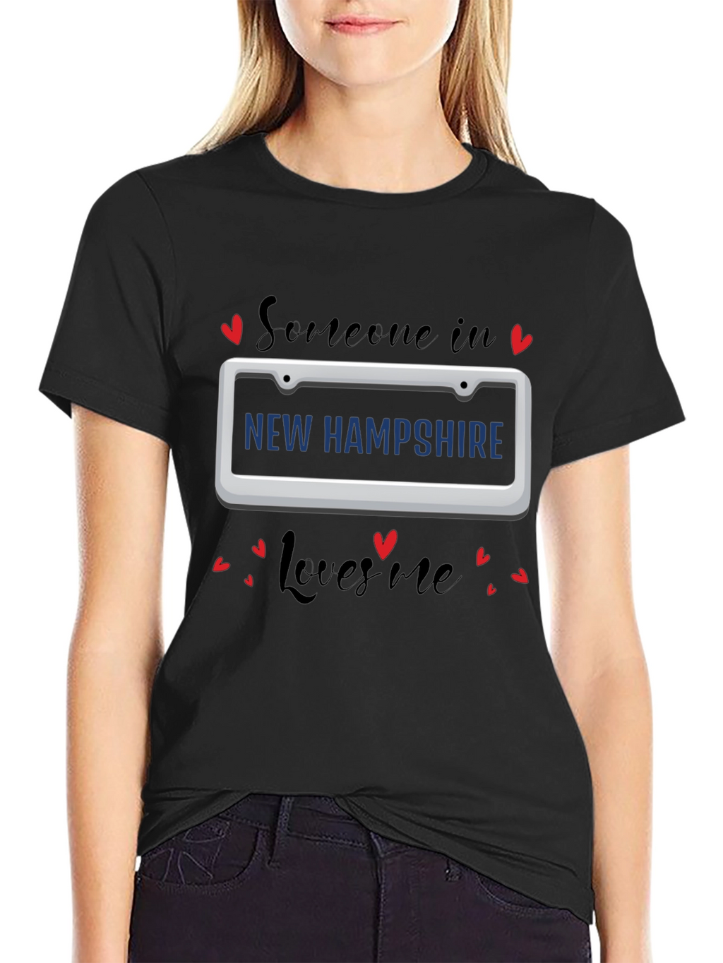 New Hampshire Loves Me T-Shirt - Black Tee