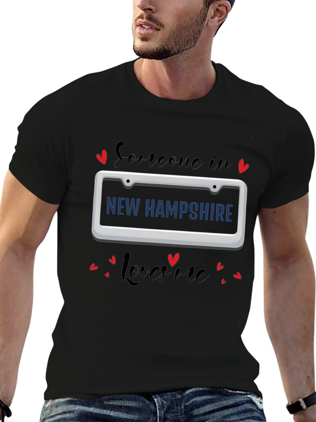 New Hampshire Loves Me T-Shirt - Black Tee