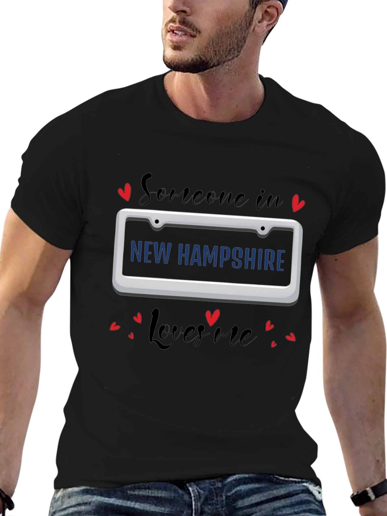 New Hampshire Loves Me T-Shirt - Black Tee