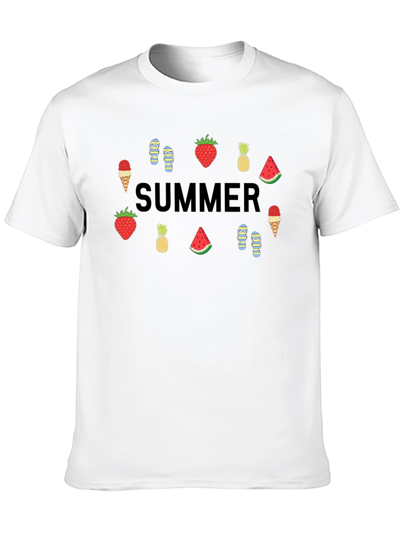 Summer Themed Graphic Tee - Black