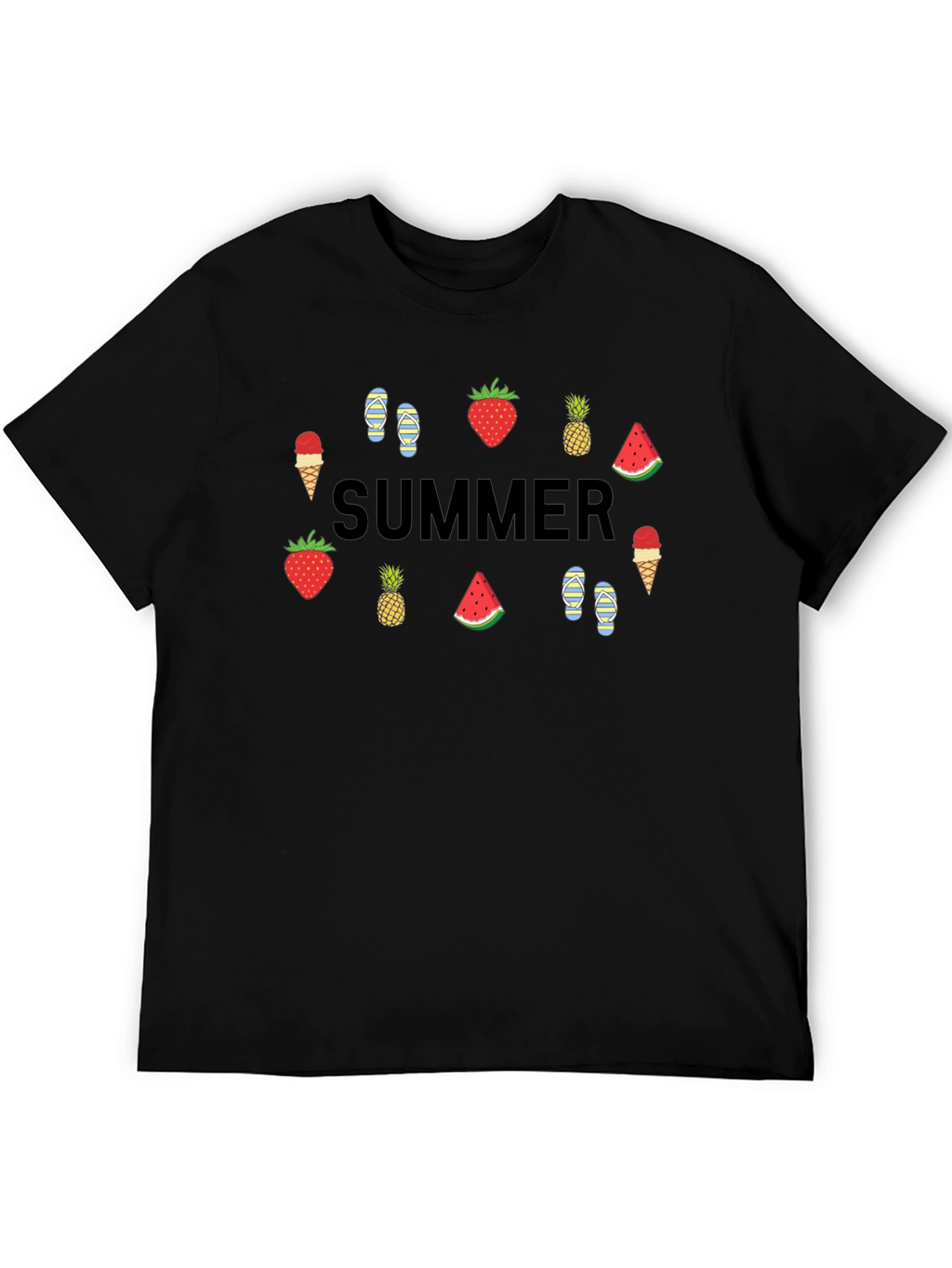 Summer Themed Graphic Tee - Black