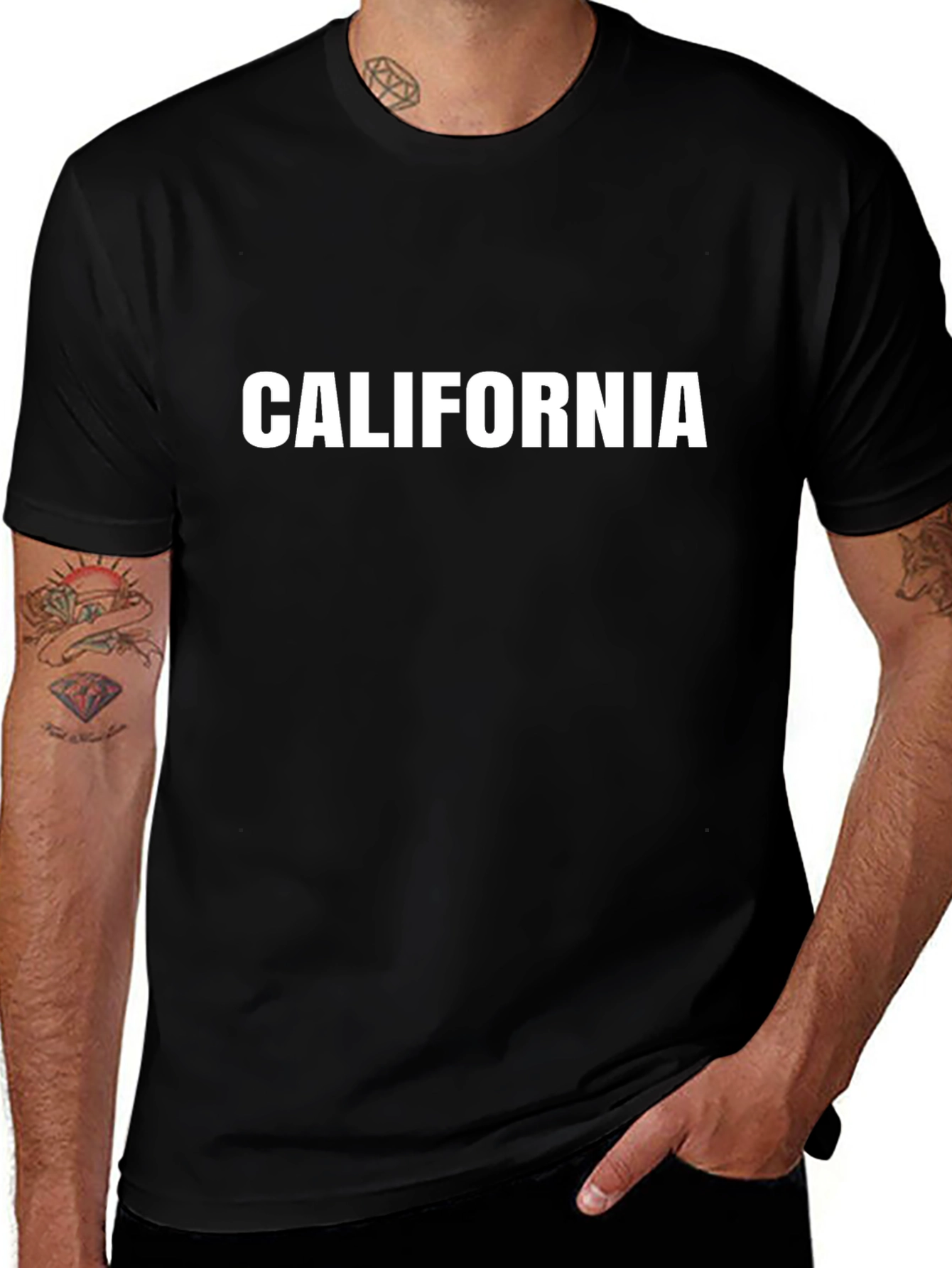 California T-Shirt Black Cotton Blend Mens