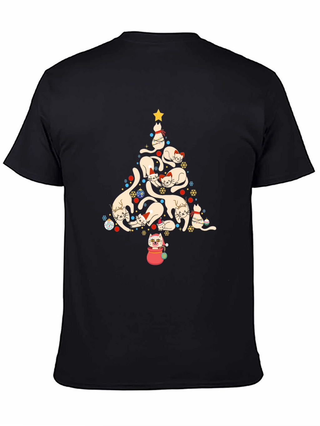 Festive Cat Christmas Tree Graphic Tee