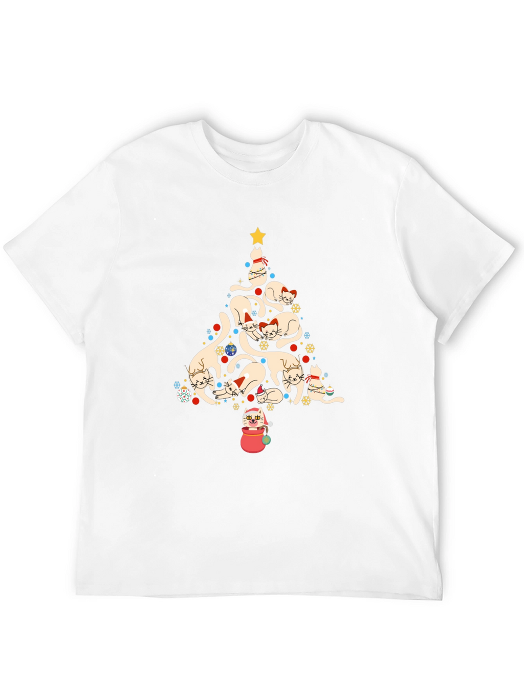 Festive Cat Christmas Tree Graphic Tee