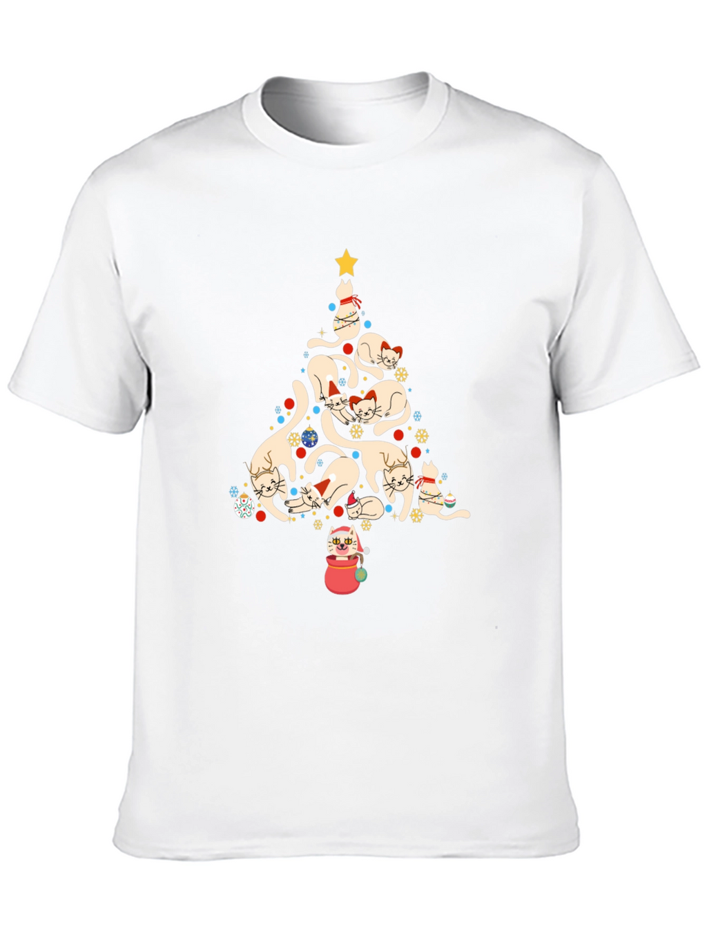 Festive Cat Christmas Tree Graphic Tee